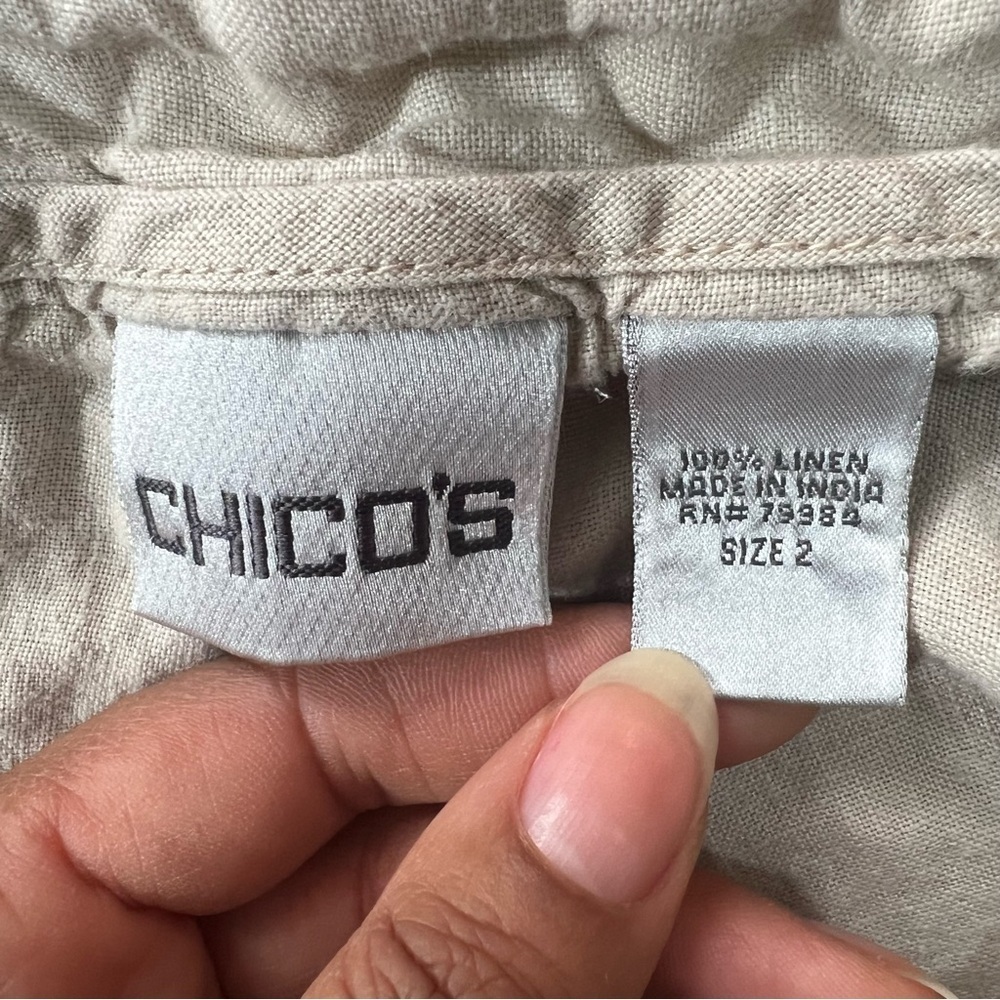 Vintage Chico's Tan Linen Pants Casual Summer Slacks Relaxed Fit Trousers Vacay - Picture 5 of 8